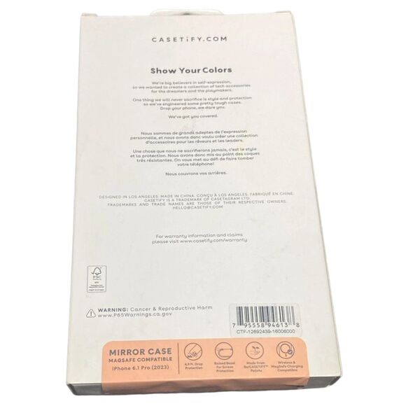 CASETiFY iPhone 15 Pro MagSafe Mirror Case Silver Black Bumper NEW Fast Ship - Picture 4 of 6